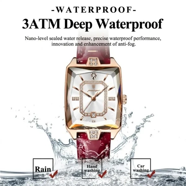 Poedagar Original Crystal Square Luxury Quartz Watch