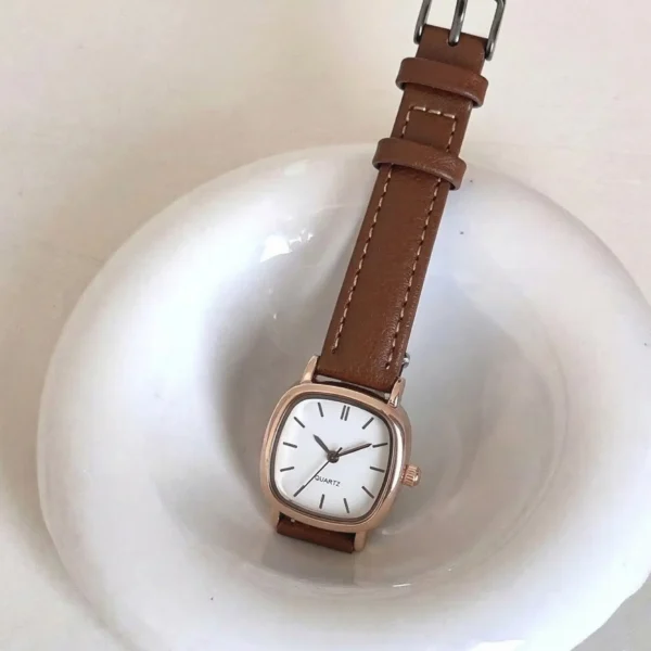 Luxury Rectangle Ladies Quartz Watch Leather
