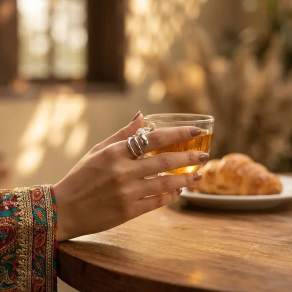 18K Gold Plated Multi-Layer Geometric Stainless Steel Ring