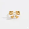 18k Gold Plated Adjustable Pearl Bow Ring - Tarnish Free