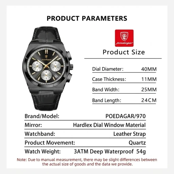 Poedagar Original Men Watch Quartz Waterproof Luminous