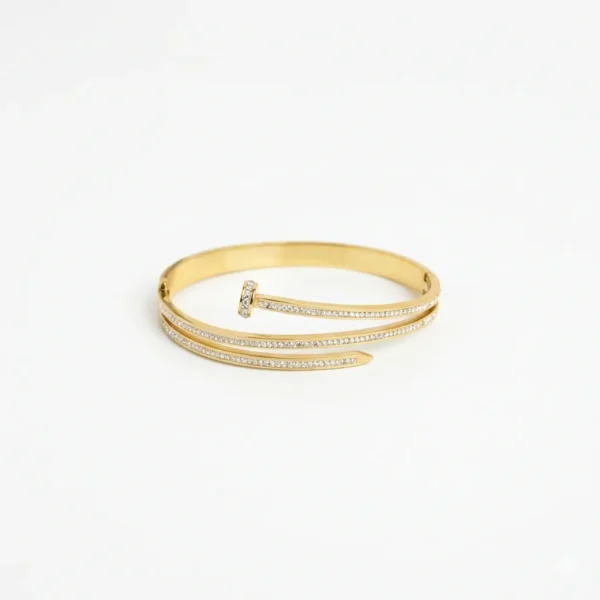 Elegant Nail Cuff Bangle: 18K Gold Plated Stainless Steel