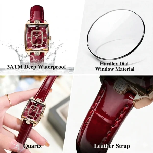 Poedagar Original Crystal Square Luxury Quartz Watch