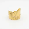 18K Gold Plated Stainless Steel Feather Open Cuff Bracelet