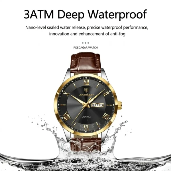 Poedagar 978 Original Men Watch Luminous Waterproof Leather