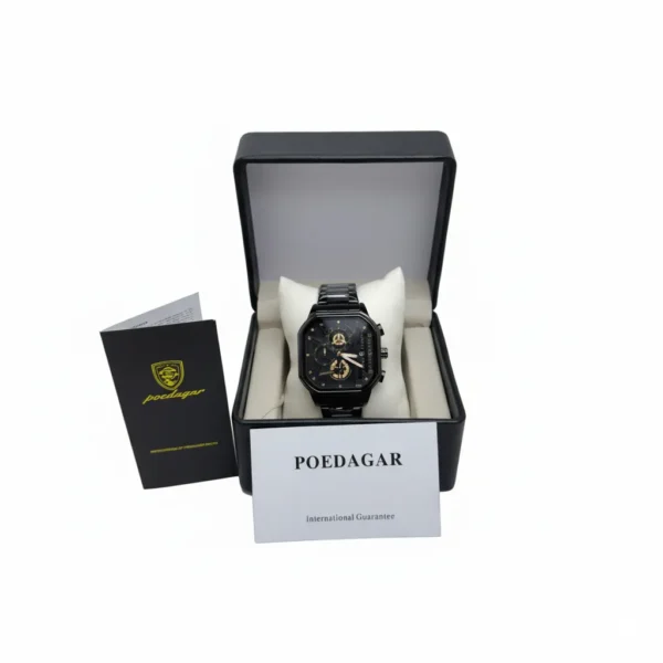 Poedagar 628 Original Men Watch Stainless Square Waterproof Quartz