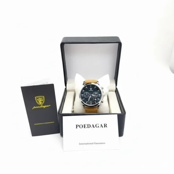 Poedagar Original Men Watch Leather Quartz Chronograph Waterproof