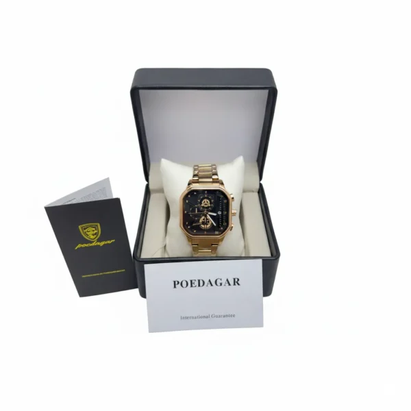 Poedagar 628 Original Men Watch Stainless Square Waterproof Quartz