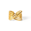 Gold Adjustable Multi-Layer Cross Line Open Ring