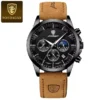 Poedagar Original Men Watch Leather Quartz Chronograph Waterproof