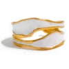 18K Gold Plated White Enamel Stainless Steel Open Ring