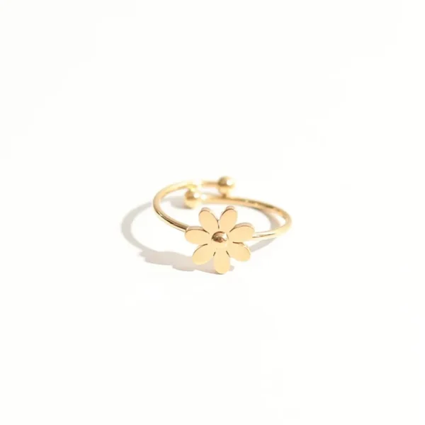 Daisy Opening 18k Gold Plated Stainless Steel Ring