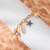 Ocean Charm Starfish & Pearl Gold-Tone Link Bracelet