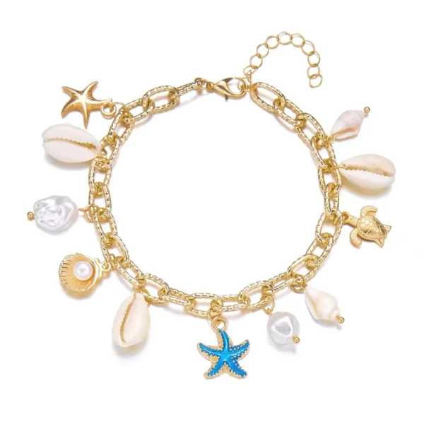 Ocean Charm Starfish & Pearl Gold-Tone Link Bracelet