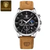 Poedagar Original Men Watch Leather Quartz Chronograph Waterproof
