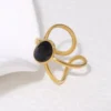 18K Gold Plated Geometric Oval Hollow Ring - Waterproof