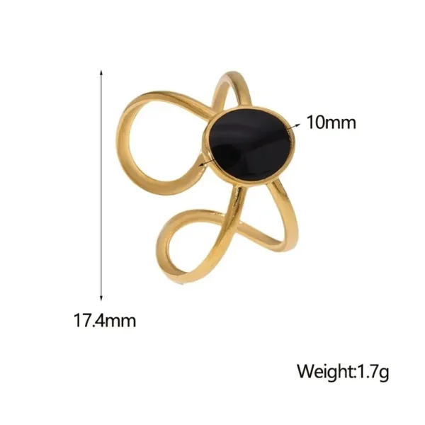18K Gold Plated Geometric Oval Hollow Ring - Waterproof