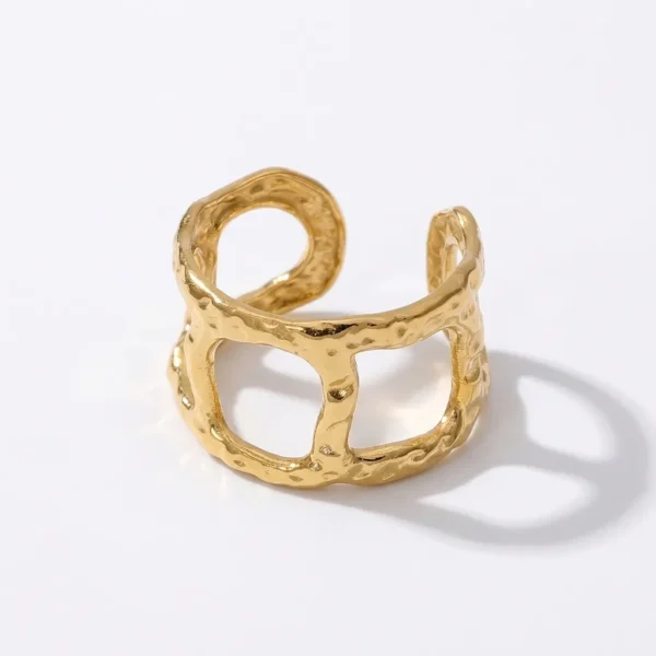 Vintage 18k Gold Plated Waterproof Hollow Stainless Ring