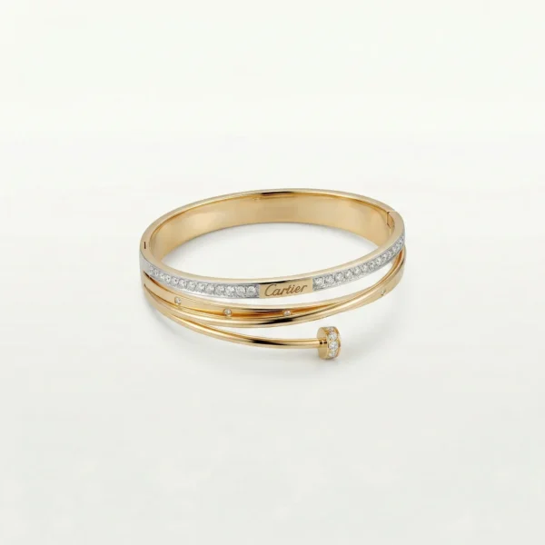 Luxury Multi-Layer Gold Plated Nail & Diamond Bangle