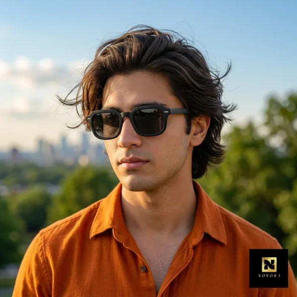Polygonal Black UV400 Sunglasses