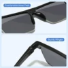 Retro Half Frame Square UV400 Sunglasses Black