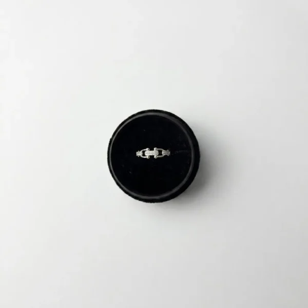 Stainless Steel Pave U-Link Adjustable Ring