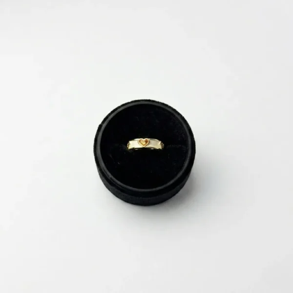 Gold Stainless Steel Adjustable Heart Enamel Ring