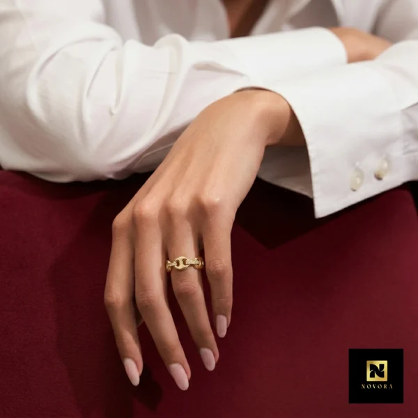 Gold Stainless Steel Mariner Link Adjustable Ring