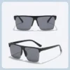 Retro Half Frame Square UV400 Sunglasses Black