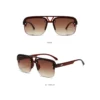 Man Trendy UV400 Half Rim Sunglasses Brown