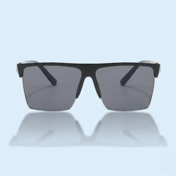 Retro Half Frame Square UV400 Sunglasses Black
