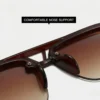 Man Trendy UV400 Half Rim Sunglasses Brown