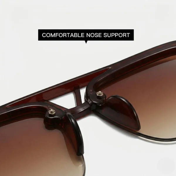 Man Trendy UV400 Half Rim Sunglasses Brown
