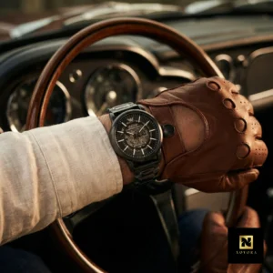 Modern Automatic Skeleton Dial Watch BLACK