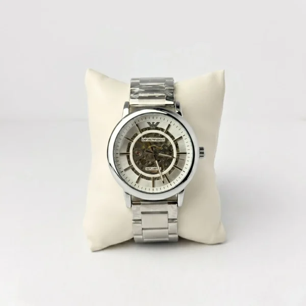 Modern Automatic Skeleton Dial Watch SILVER IN WHITE
