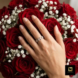 Stainless Steel Pave U-Link Adjustable Ring