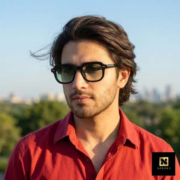 Polygonal Green lens UV400 Sunglasses