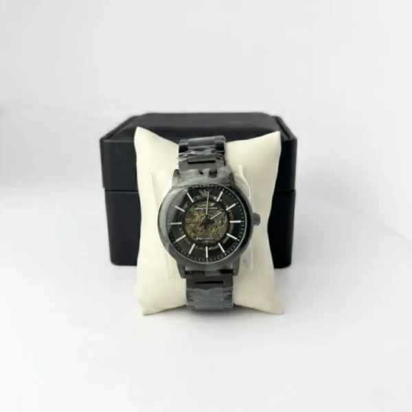 Modern Automatic Skeleton Dial Watch BLACK