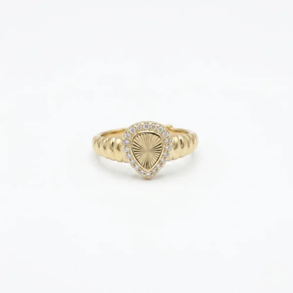 Radiant Sunburst Pear Ring Silver Gold