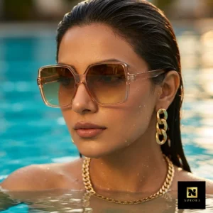 Imported Woman Oversized Square UV400 Sunglasses Pink