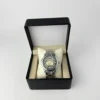Modern Automatic Skeleton Dial Watch SILVER IN BLACK