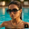 Imported Woman Oversized Square UV400 Sunglasses