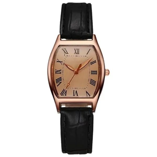 Retro Roman Oval Quartz Women's Watch Black