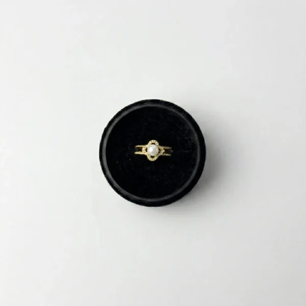 Pearl Clover Halo Gold Double-Band Rings Gold