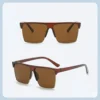 Retro Half Frame Square UV400 Sunglasses Brown