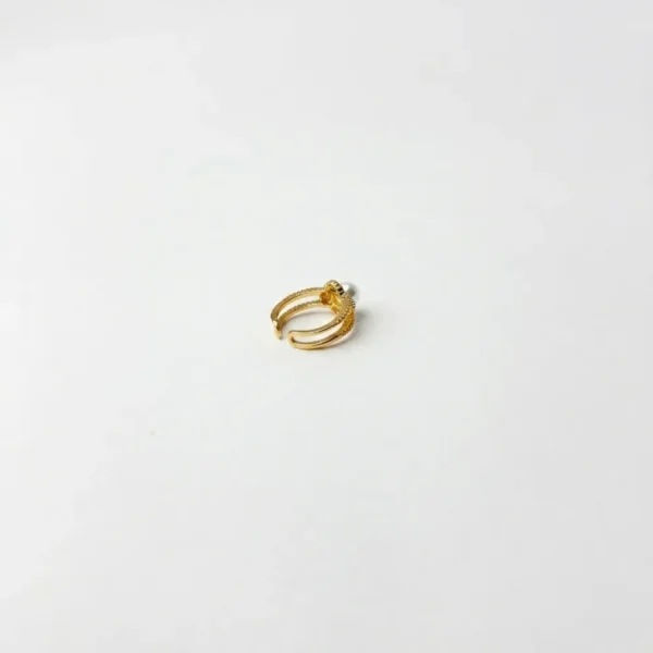 Pearl Clover Halo Gold Double-Band Rings Gold