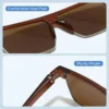 Retro Half Frame Square UV400 Sunglasses Brown