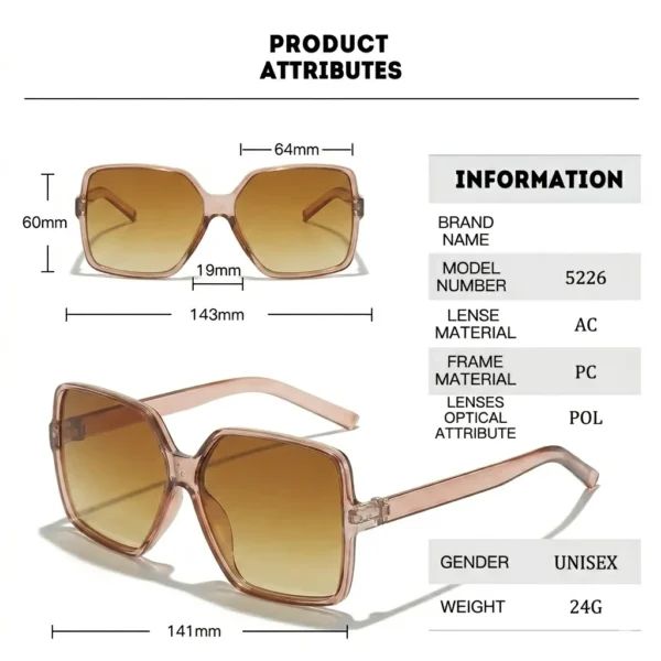 Imported Woman Oversized Square UV400 Sunglasses Pink