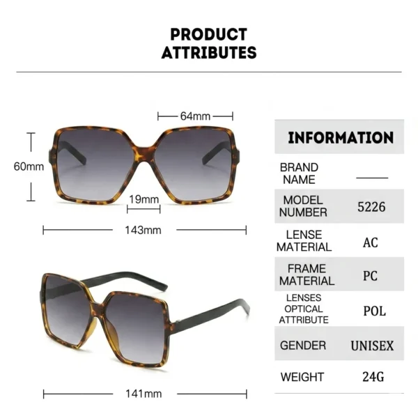 Imported Woman Oversized Square UV400 Sunglasses