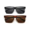 Retro Half Frame Square UV400 Sunglasses Black